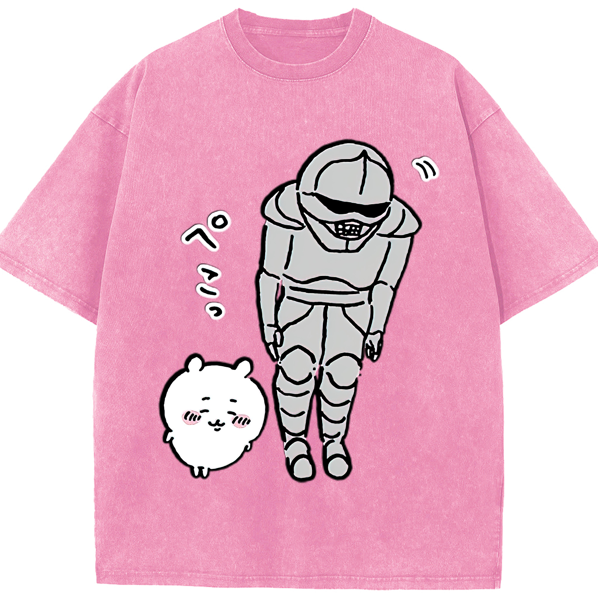 （画像用） ちいかわ 労働の鎧さん Chii-kawa Mr. Armor of Labor 綿100% ヴィンテージ風 半袖Tシャツ（フロントプリント）